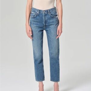 Agolde Riley Long high rise buttonfly Denim Jeans size 25